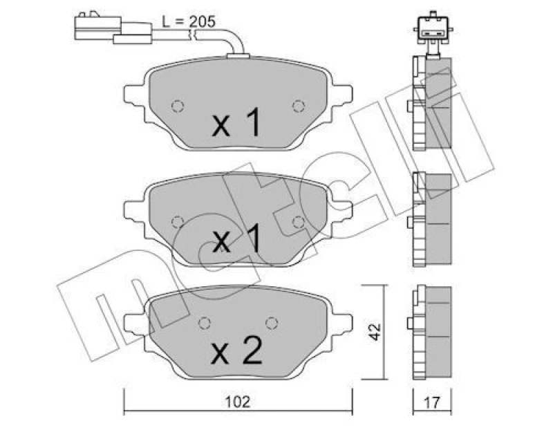 Image of METELLI Brake pad set METELLI 22-1352-1