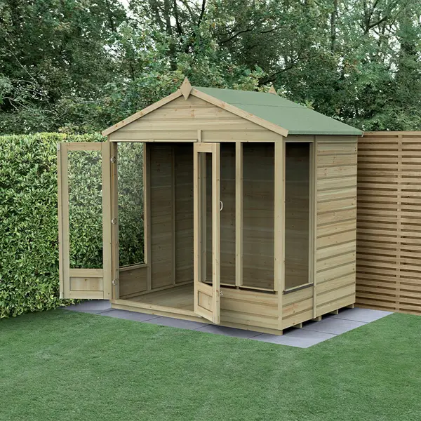 image of 7' x 5' Forest Beckwood 25yr Guarantee Double Door Apex Summer House (2.28m x 1.53m)