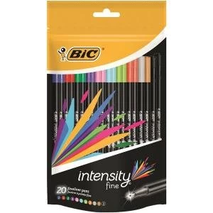 image of Bic Intensity Fineliner Felt Pen Assorted Colours Pack of 20 942097