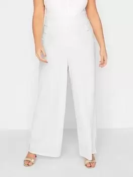 Image of Yours Curve Button Detail Trouser - White, Size 14, Women