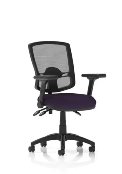 Image of Eclipse Eclipse Plus III Lever Task Operator Chair Deluxe Mesh Back With Bespoke Colour Seat In Tansy Purple with Height Adjustable and Folding Arms
