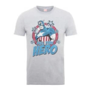 Image of Marvel Comics Captain Amercia Full Time Hero Mens Grey T-Shirt - L