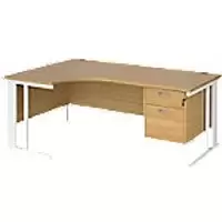 Dams International Left Hand Ergonomic Desk MCM18ELP2WHO 1,800 x 1,200 x 725 mm