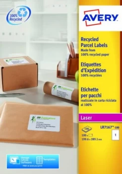 Image of Avery LR7167-100 199.6x289.1mm Recycled Lbl 1 p/sheet PK100