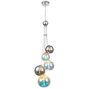 Image of Luminosa Pendant, 5 x G9, Polished Chrome, Iridescent Glass