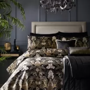 image of Laurence Llewelyn Bowen Suburban Jungle Exotic 100% Cotton Duvet Cover Set, Black/Gold, King