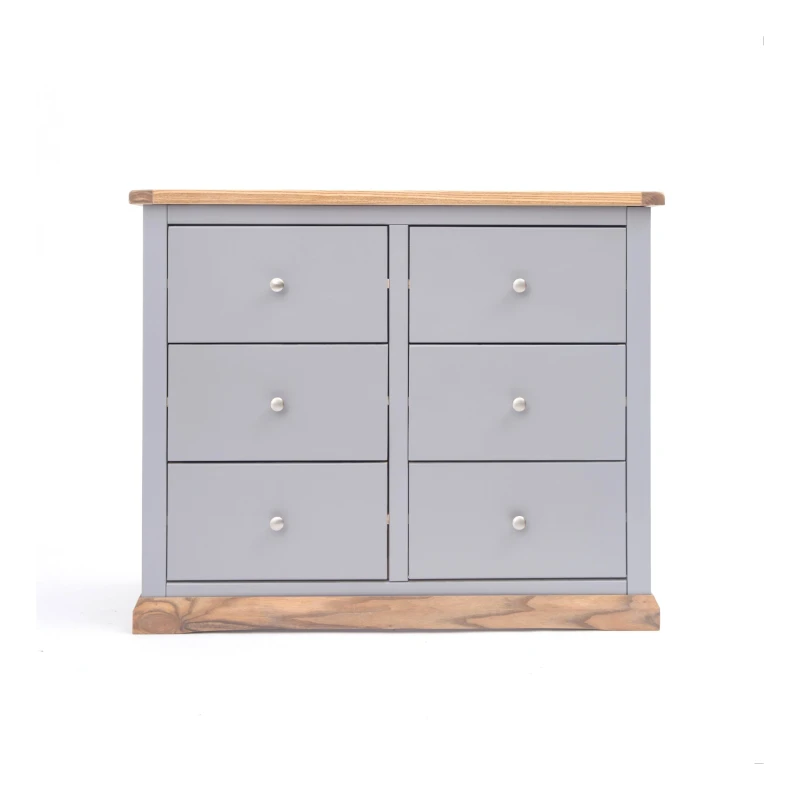 Image of Cabinet Bits Biccari 6 Drawer Chest of Drawers Chrome Knob in Grey Grey Unisex