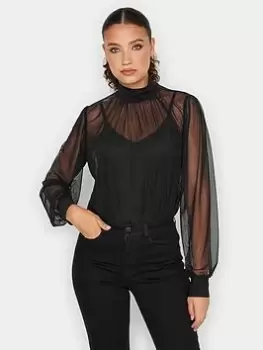 Image of Long Tall Sally Black Mesh Cami Bodysuit, Black, Size 18, Women