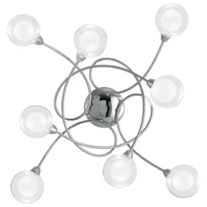 Image of BLOG 8 Light Multi Arm Semi Flush Ceiling light Chrome 66x66x20cm