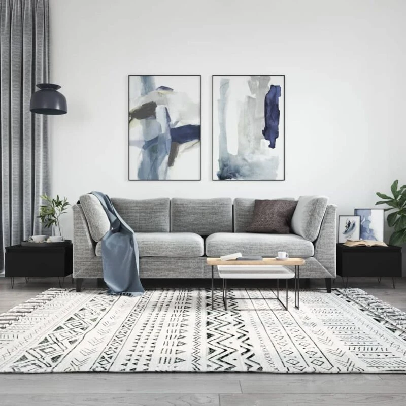 Image of vidaXL Coffee Tables 2 Pcs Black 50x46x35cm Engineered Wood, Black 830863