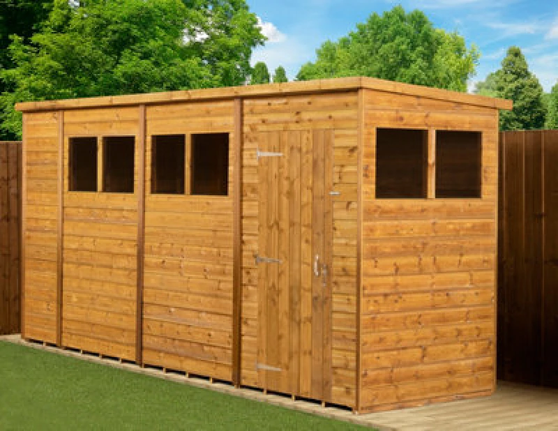 Image of Empire Sheds Empire Modular Pent 14X4 Dipped Treated Tongue And Groove Wooden Garden Shed Windows (14' X 4' / 14ft X 4ft) (14X4)