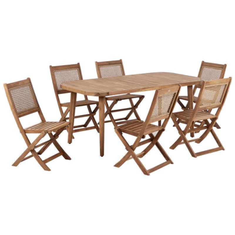 Image of Beliani Garden Dining Set 6 Seater Paraggi Certified Acacia Wood Natural