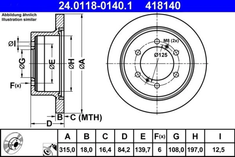 Image of ATE 24.0118-0140.1 Brake disc solid, Coated Brake Disc (82)