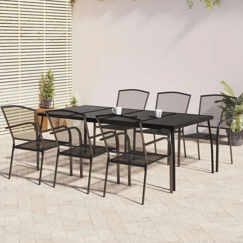 Image of VIDAXL 7 Piece Garden Dining Set Anthracite Steel Vidaxl 8720845890025