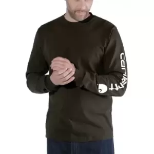 Image of Carhartt Mens Long Sleeve Rib Knit Crew Neck Signature Logo T-Shirt M - Chest 38-40' (97-102cm)