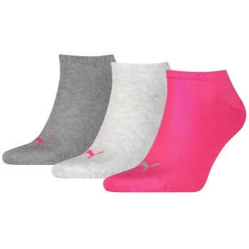 image of Puma - Sneaker Invisible Socks (3 Pairs) - 6-8 - Pink/Grey/Charcoal