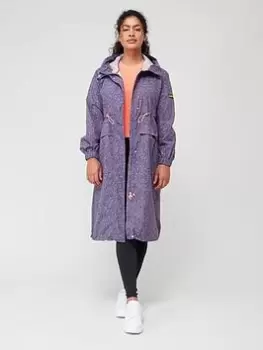 Image of Barbour International Woodvale Printed Longline Showerproof Jacket - Lilac, Purple, Size 8, Women
