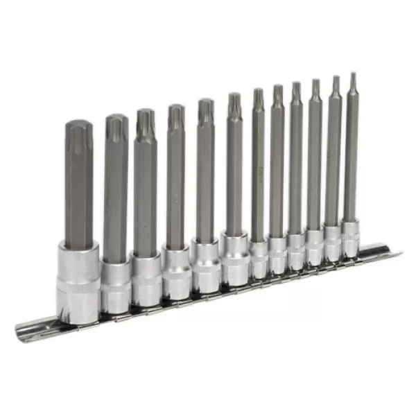 image of Sealey AK6221 TRX-Star Socket Bit Set 12pc 1/4, 3/8 & 1/2Sq Drive 100mm