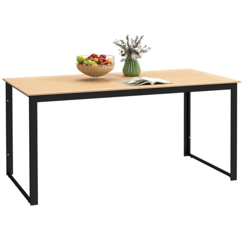 Image of Outsunny Garden Table for 6 People with Slatted Table Top - Metal Frame - Teak TJ Hughes 5063603502888