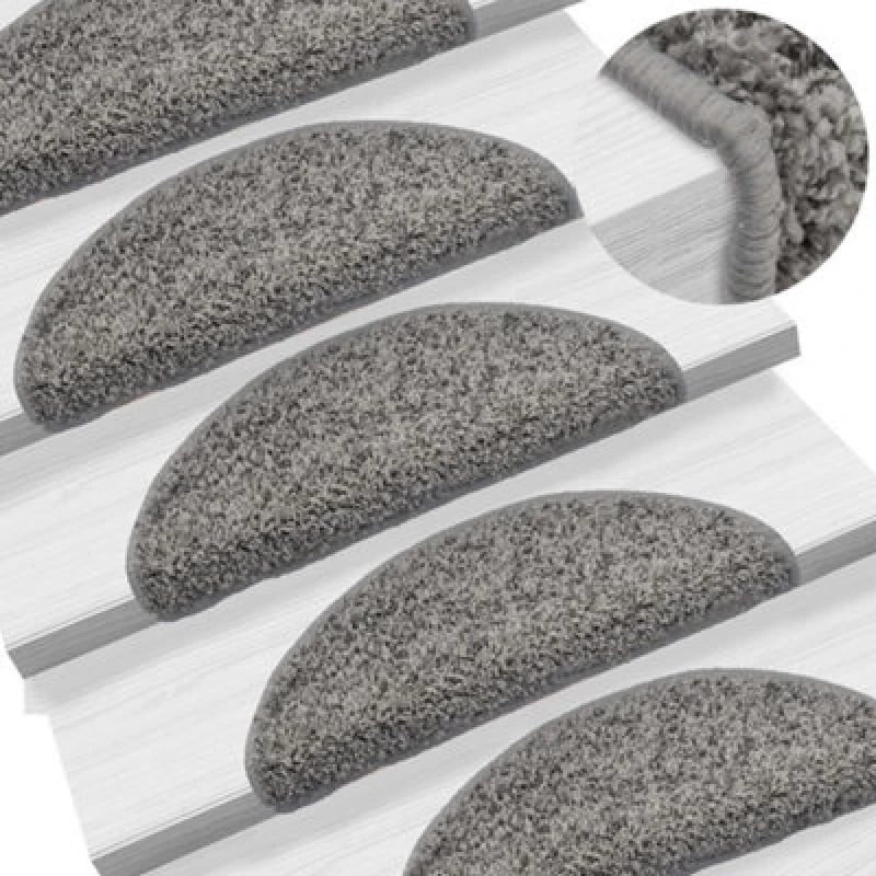 Image of VIDAXL Carpet Stair Treads 15 pcs Grey 56x17x3cm vidaXL 133892fr