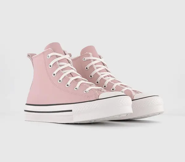 Image of Converse Kids All Star Eva Lift Hi Platform Junior Trainers Pink Sage Vintage White Black, 5