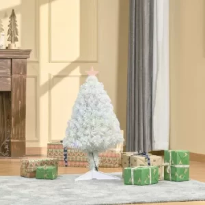 Image of Christmas Time 2.5FT Prelit Artificial Tabletop Christmas Tree with Fibre Optics Holiday Home Xmas Decoration for Table and Desk, White