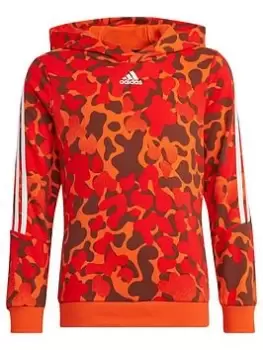Image of adidas Future Icons Junior Boys 3 Stripe Gradient Overhead Hoody, Dark Orange, Size 11-12 Years