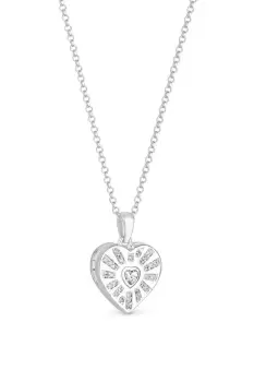 Image of Sterling Silver 925 Cubic Zirconia Heart Locket Necklace