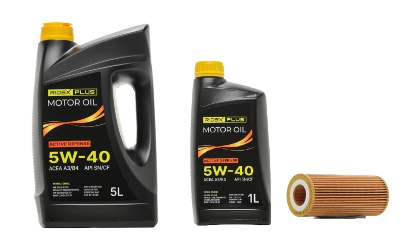 Image of RIDEX PLUS 100908O0055P Oil change kit (oil filter + engine oil) Oil change kit (oil filter + engine oil) (100908)
