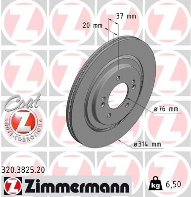 Image of ZIMMERMANN Brake disc ZIMMERMANN 320.3825.20