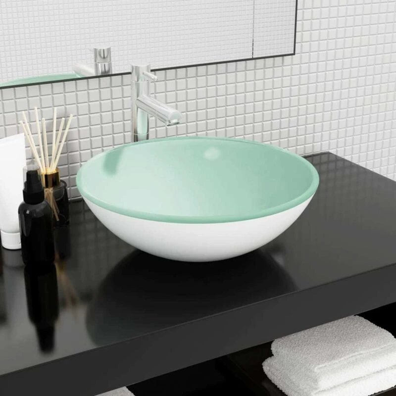 Image of vidaXL Basin Tempered Glass 42cm Brown, Brown 142232
