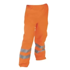 Image of Yoko Mens Hi-Vis Waterproof Contractors Trousers / Pants (S) (Hi Vis Orange)