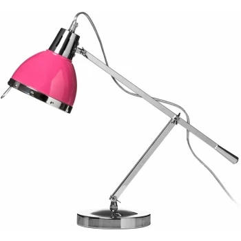 Image of Premier Housewares - Hot Pink Shade Chrome Table Lamp