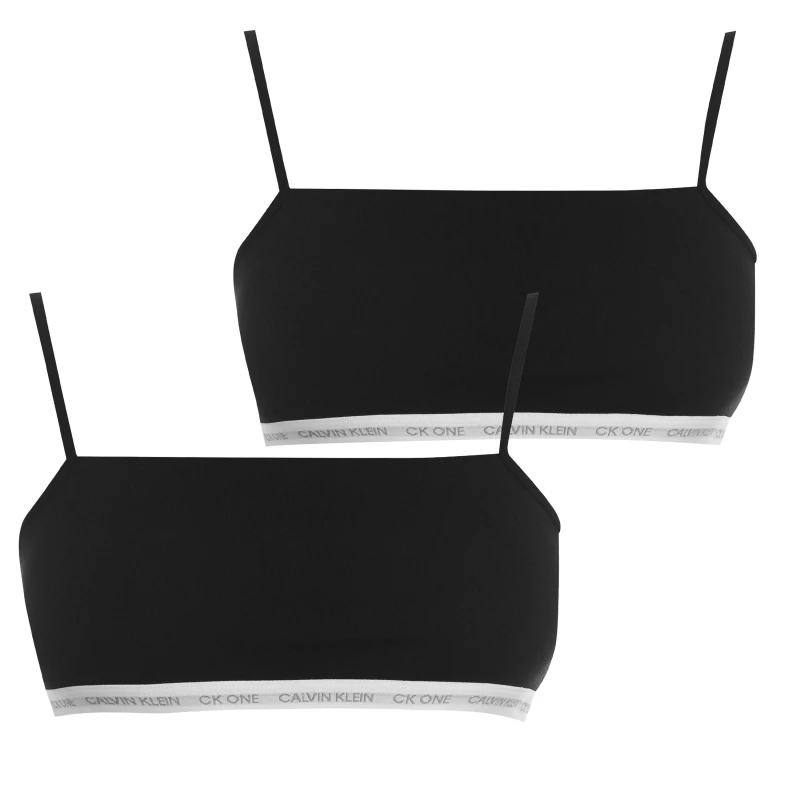 Image of Calvin Klein 2 Pack CK One Cotton Bralettes - Black 12