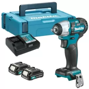 Image of Makita TW161DSAJ 12V CXT Brushless 1/2'' Impact Wrench, 2x 2.0Ah Batteries, Charger & Case - N/A