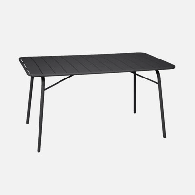 Image of Sweeek. 4-Seater Metal Folding Garden Table 140Cm Amelia 140Cm Anthracite 141.2X80X72.5 Cm