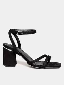 image of Yours Wide Fit Asymmetric Sandal - Black, Size E, Women