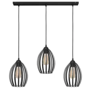 Image of Dali Straight Bar Pendant Ceiling Light Black 70cm