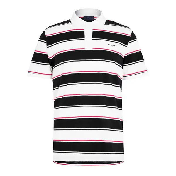 Image of Gant Multi Striped Pique Polo Shirt Short Sleeve Polos Small White 54175801350