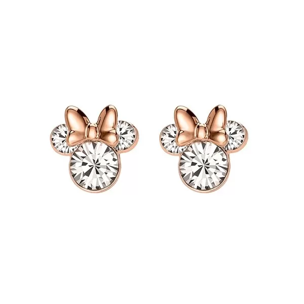Image of Disney Silver And Rose Plated Minnie Mouse Crystal Stud Earrings - 10mm - F6712