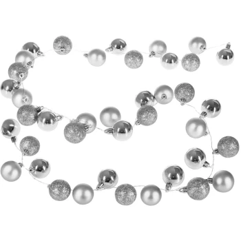 Image of Xmas Fairy Lights Chain with Christmas Baubles - 2m - Timer Function Silver
