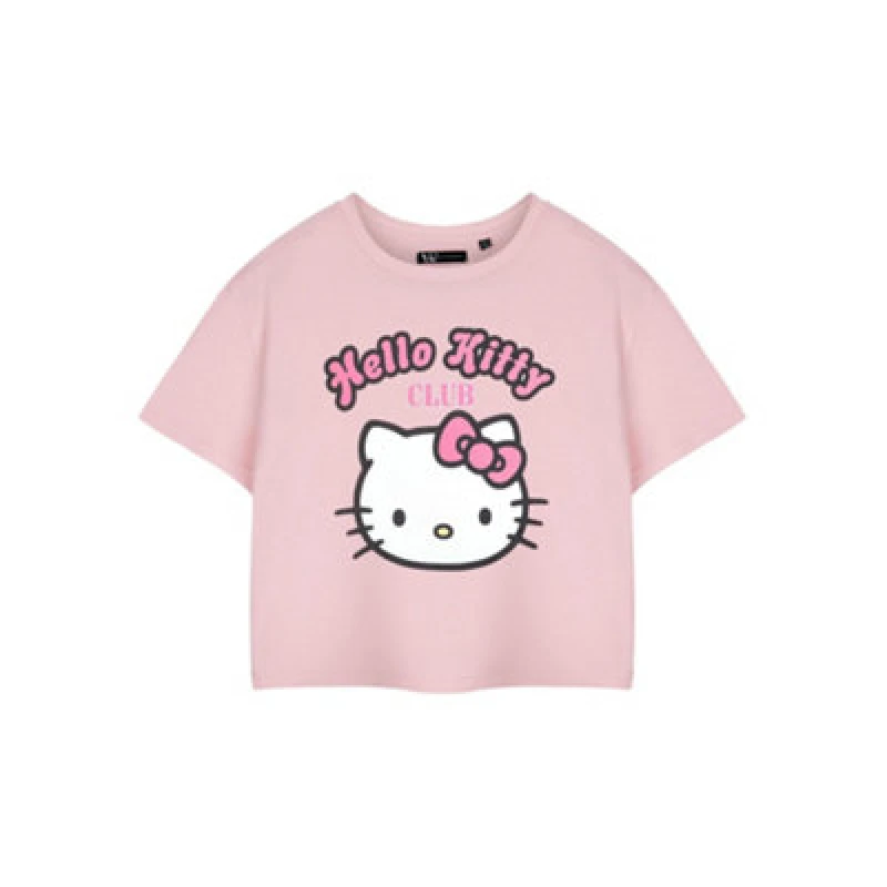 Image of Hello Kitty Cropped Short Sleeved T-Shirt Pink female