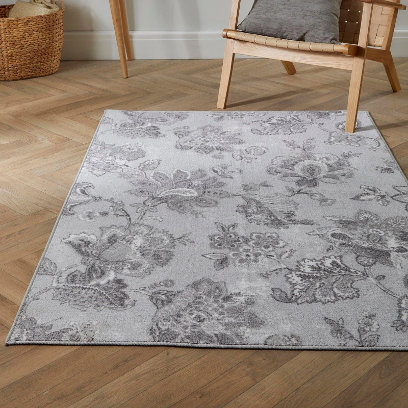 Image of Dreams & Drapes 'Keats Ombre' Print 120x180cm Non-Slip Reverse Washable Rug Grey