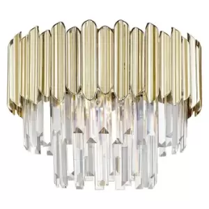 image of Zumaline Gladius Crystal Ceiling Light, Gold, Clear, 5x E14