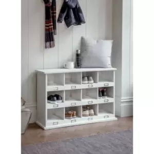 image of Chedworth 12 Shoe Locker Storage Rack Hallway Unit White - Garden Trading