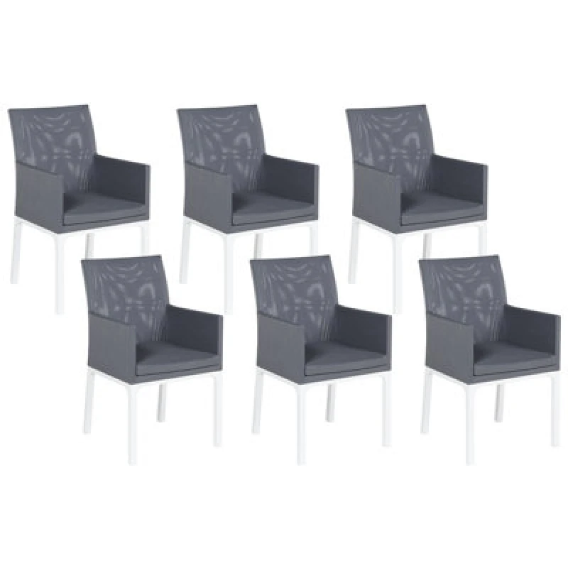 Image of Beliani Set Of 6 Garden Chairs Bacoli Fabric Dark Grey