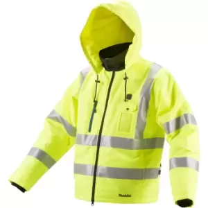 Image of Makita DCJ206Z 18v LXT Heated Hi Viz Jacket Yellow 2XL