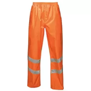 Image of Regatta Unisex Hi Vis Pro Reflective Packaway Work Over Trousers (M) (Orange) - Orange