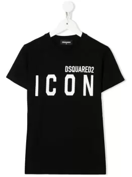 Image of DSQUARED2 KIDS Icon Logo Print T-Shirt Black/White