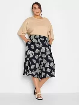 Image of Yours Leaf Stretch Jersey Culotte, Blue, Size 22-24, Women